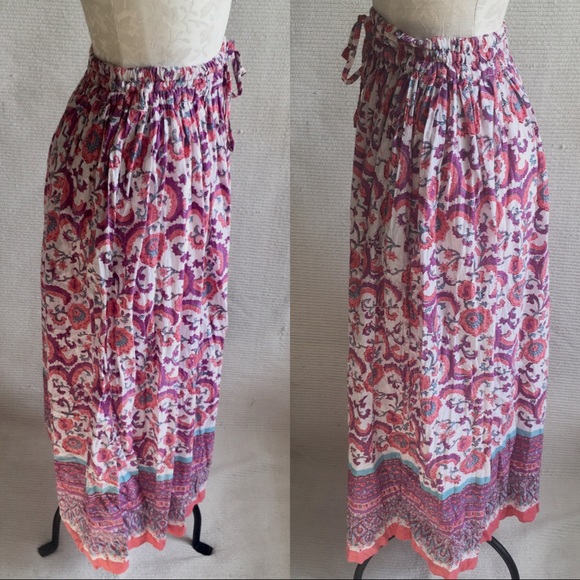 Anokhi Rare Vintage 70s Batik Print Prairie Skirt - Picture 8 of 8